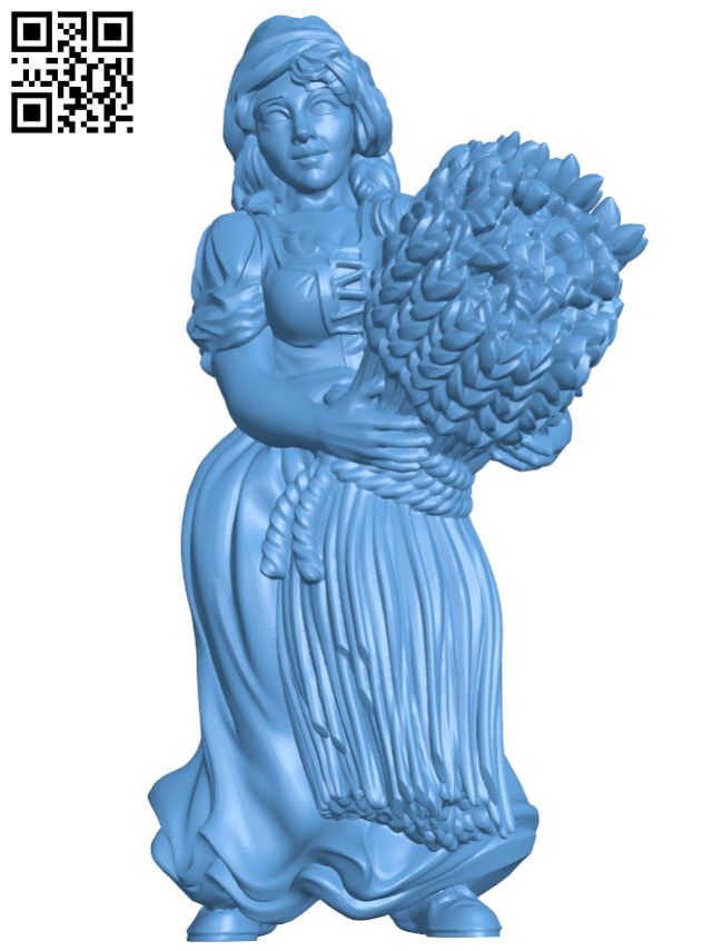 Peasant woman with sheaf H008271 file stl free download 3D Model for CNC and 3d printer