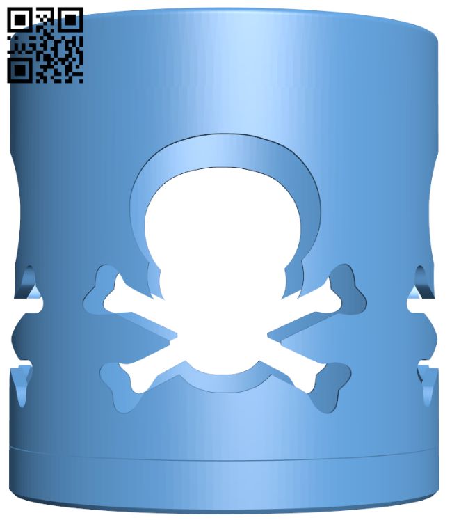 Pen holder skull and crossbones H007916 file stl free download 3D Model for CNC and 3d printer