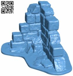 Ruined corner wall H008164 file stl free download 3D Model for CNC and 3d printer