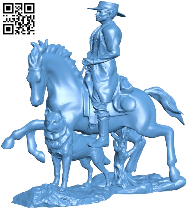 Sheriff on horse with dog H008287 file stl free download 3D Model for CNC and 3d printer