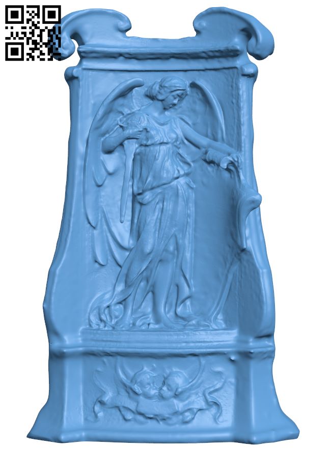 Tombstone with an angel H007989 file stl free download 3D Model for CNC and 3d printer