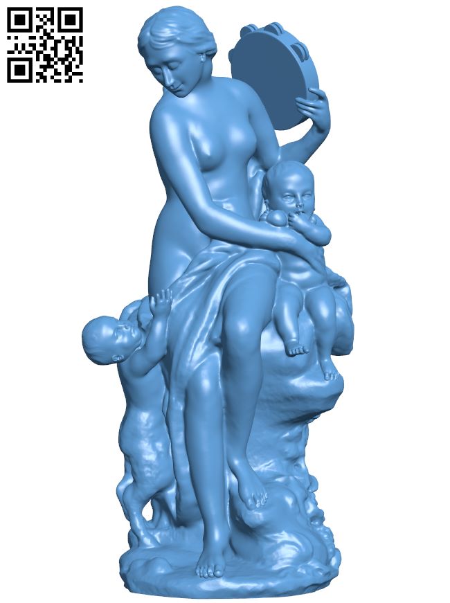 Bacchante with a tambourine and two children H009024 file stl free download 3D Model for CNC and 3d printer
