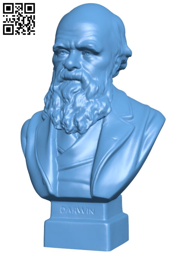 Bust of Charles Darwin H008609 file stl free download 3D Model for CNC and 3d printer