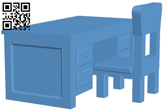 Desk and chair H008798 file stl free download 3D Model for CNC and 3d printer