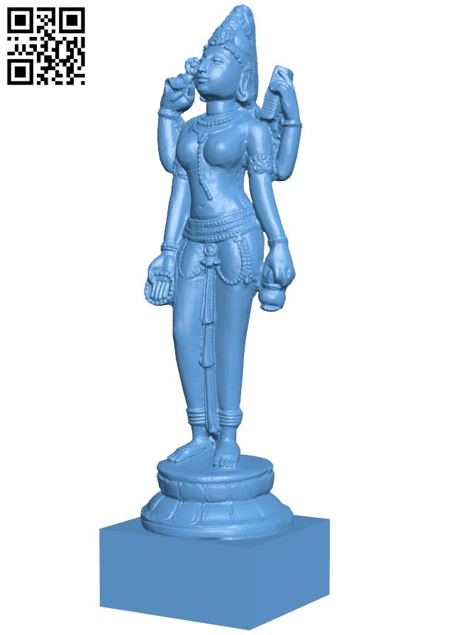 Devi holding a water pot and book H008804 file stl free download 3D Model for CNC and 3d printer