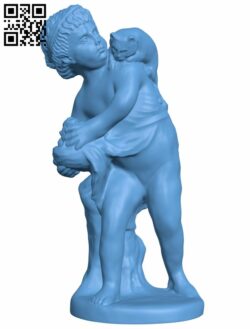 Girl defending the nest against the cat H008742 file stl free download 3D Model for CNC and 3d printer