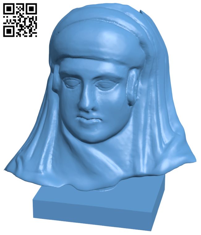 Head and upper part of a woman wearing sakkos H008811 file stl free download 3D Model for CNC and 3d printer