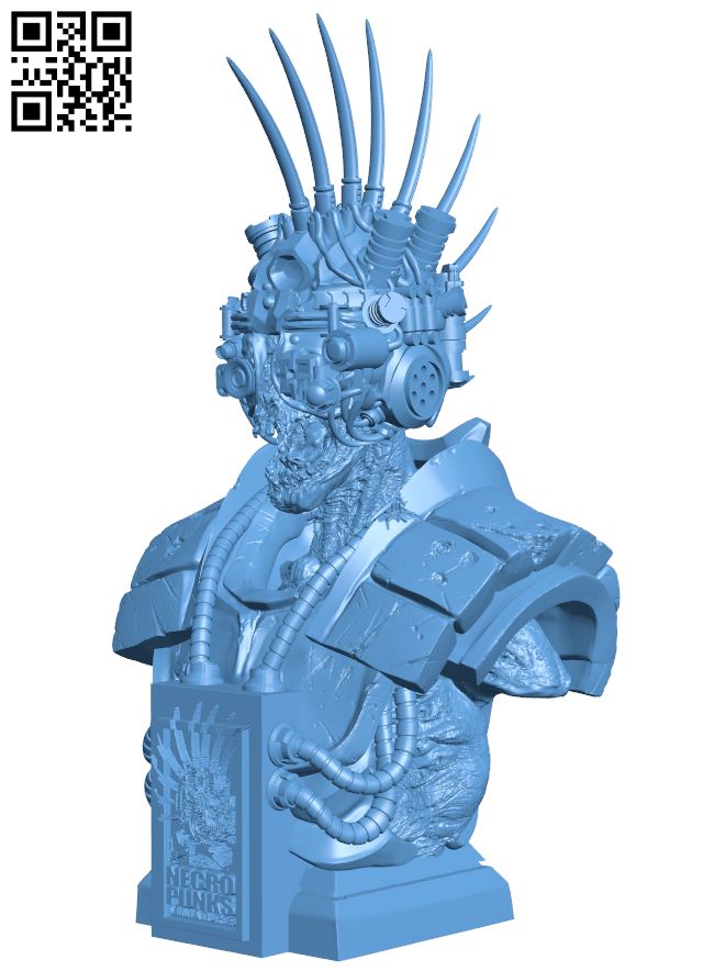 Necro Punk bust H008515 file stl free download 3D Model for CNC and 3d printer
