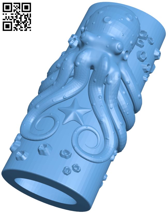 Octopus lighter case H008926 file stl free download 3D Model for CNC and 3d printer