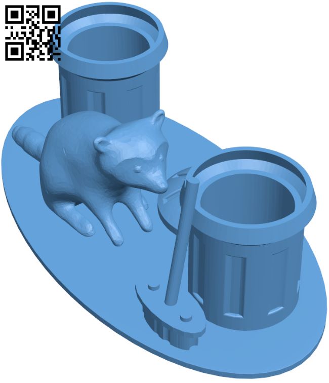 Raccoon pen holder H008520 file stl free download 3D Model for CNC and 3d printer