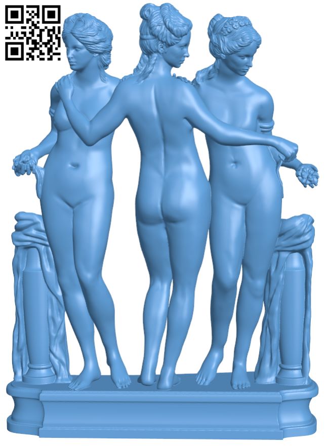 The Three Graces at The Louvre, Paris H008590 file stl free download 3D Model for CNC and 3d printer
