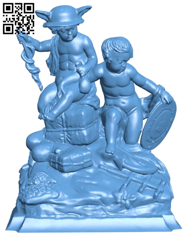 Trade and Shipping allegory in Brussels, Belgium H008595 file stl free download 3D Model for CNC and 3d printer