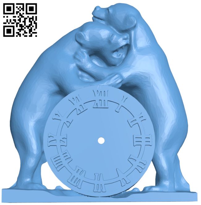 Two bears clock H009100 file stl free download 3D Model for CNC and 3d printer