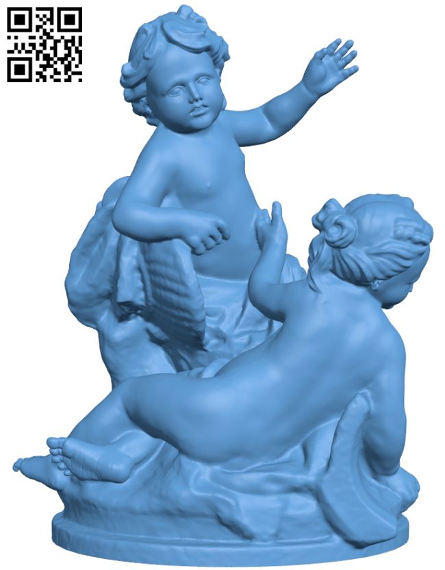 Two children H009078 file stl free download 3D Model for CNC and 3d printer