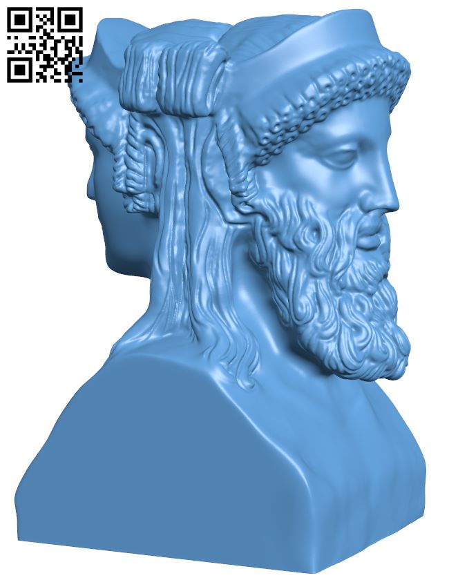 Two faced head of Bacchus and Ariadne H008706 file stl free download 3D Model for CNC and 3d printer