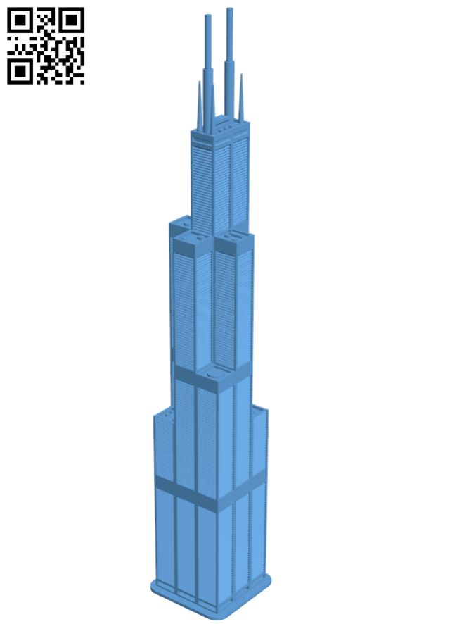 Willis Tower - Chicago, USA H008993 file stl free download 3D Model for CNC and 3d printer