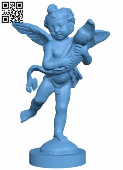 Winged boy with a dolphin H008997 file stl free download 3D Model for CNC and 3d printer