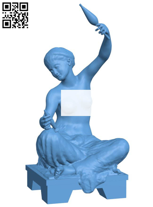 Young Megara girl sitting and spinning H009020 file stl free download 3D Model for CNC and 3d printer