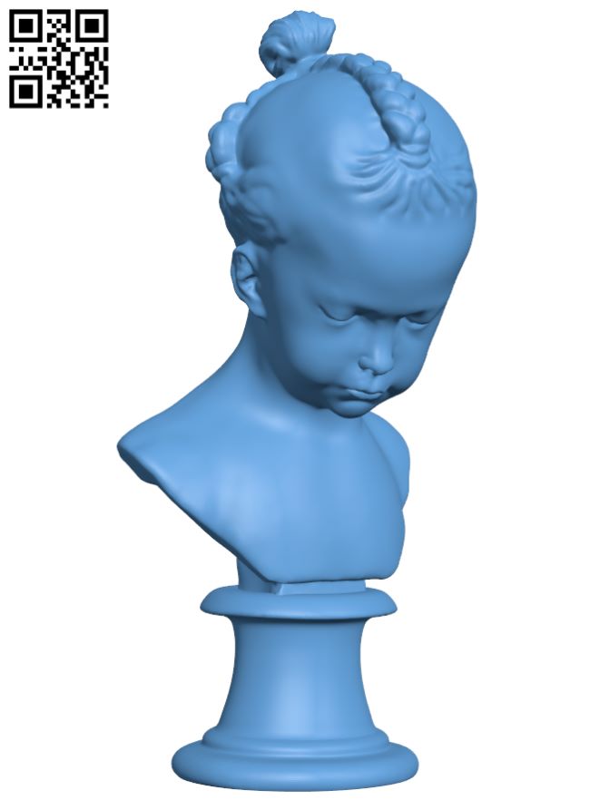 Young girl bust H009017 file stl free download 3D Model for CNC and 3d printer