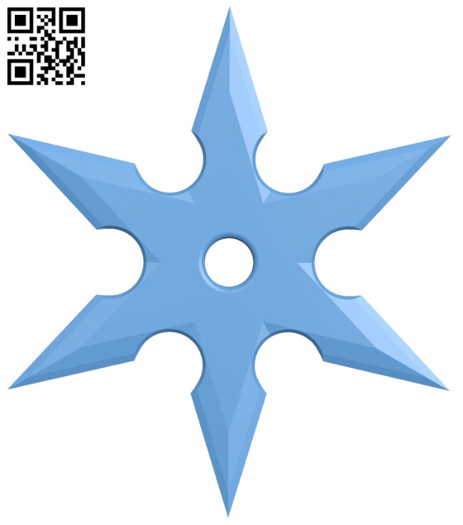 6 pointed shuriken H009141 file stl free download 3D Model for CNC and 3d printer