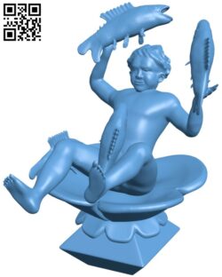 Boy with fish H009163 file stl free download 3D Model for CNC and 3d printer