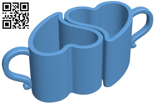 Coffee cup couple heart style H009145 file stl free download 3D Model for CNC and 3d printer