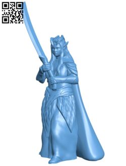 Elven lady with sword H009221 file stl free download 3D Model for CNC and 3d printer