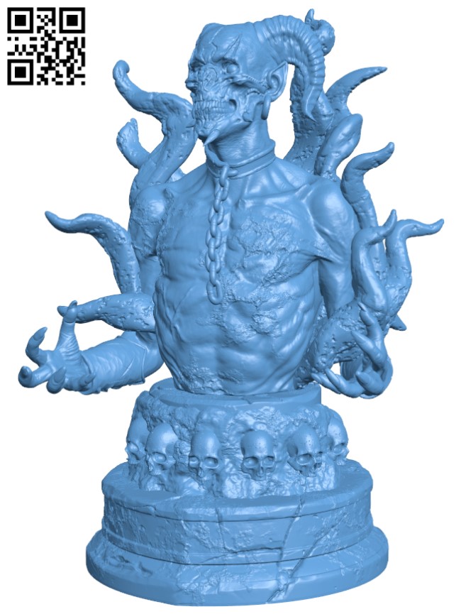 Flame Demon - Bust H009223 file stl free download 3D Model for CNC and 3d printer