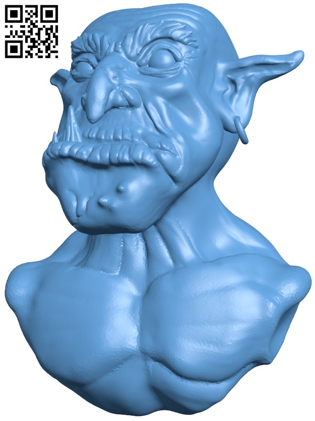 Goblin bust H009413 file stl free download 3D Model for CNC and 3d printer