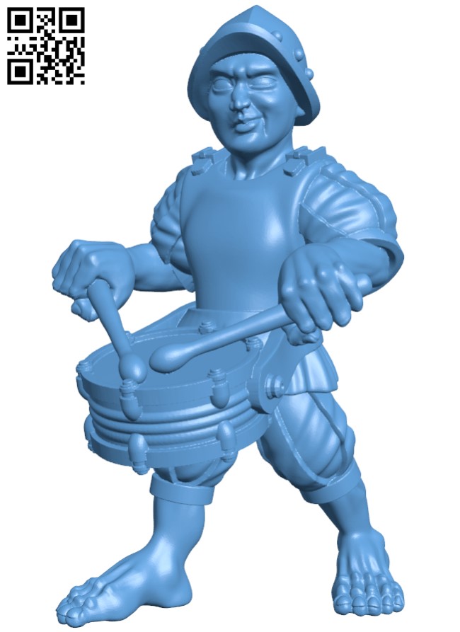 Halfling drummer H009258 file stl free download 3D Model for CNC and 3d printer