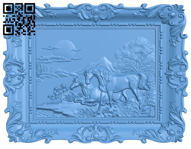 Horse painting T0001723 download free stl files 3d model for CNC wood carving