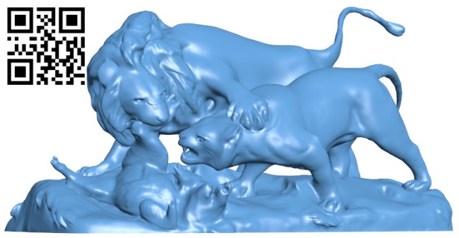 Lions fighting over a boar in the Jardin des Tuileries, Paris H009286 file stl free download 3D Model for CNC and 3d printer