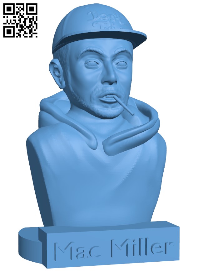 Mac Miller bust H009428 file stl free download 3D Model for CNC and 3d printer