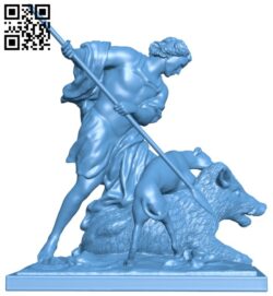 Meleager kills a boar H009289 file stl free download 3D Model for CNC and 3d printer