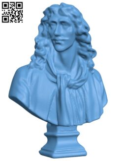 Moliere bust H009176 file stl free download 3D Model for CNC and 3d printer