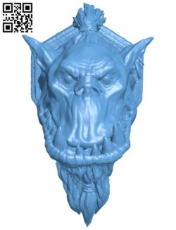 Orc bust wall hanger H009296 file stl free download 3D Model for CNC and 3d printer