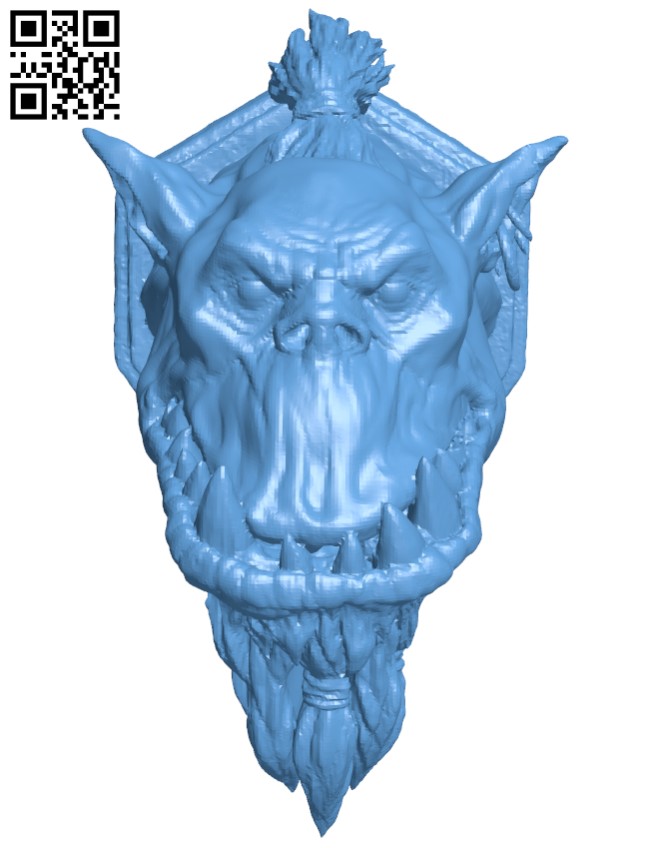 Orc bust wall hanger H009296 file stl free download 3D Model for CNC and 3d printer