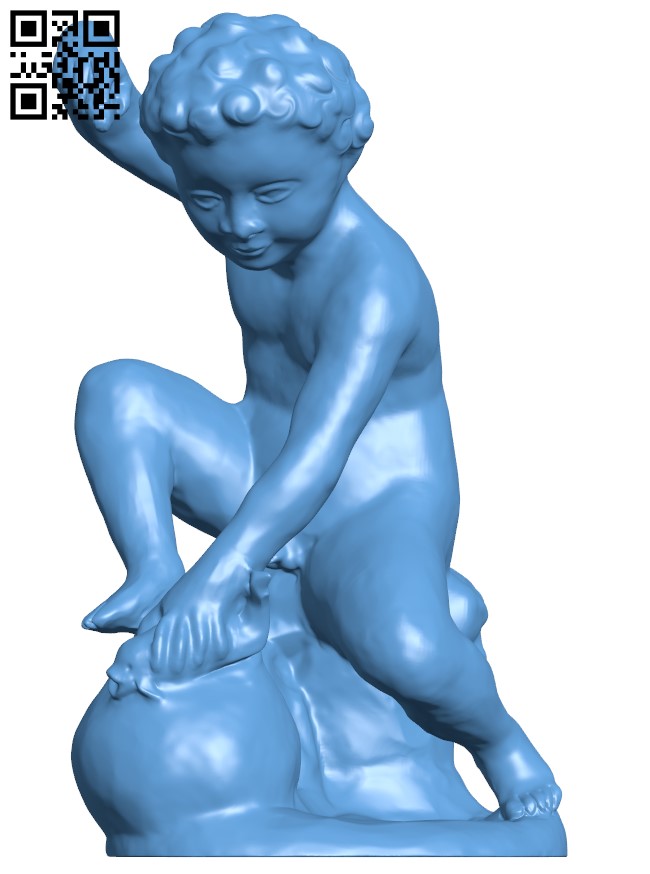 Putto with a fish H009188 file stl free download 3D Model for CNC and 3d printer