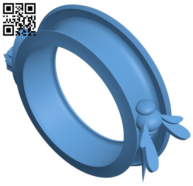 Seal ring with rose and dragonfly H009198 file stl free download 3D Model for CNC and 3d printer