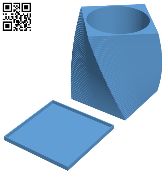 Twisted square vase with base H009384 file stl free download 3D Model for CNC and 3d printer