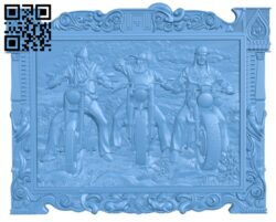 Painting of three people on motorcycles T0001776 download free stl files 3d model for CNC wood carving