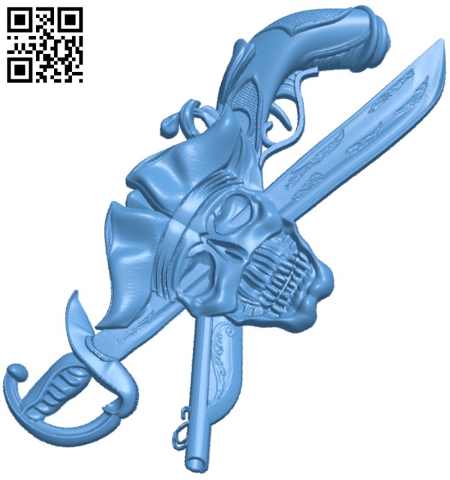 Pirate skull T0001783 download free stl files 3d model for CNC wood carving