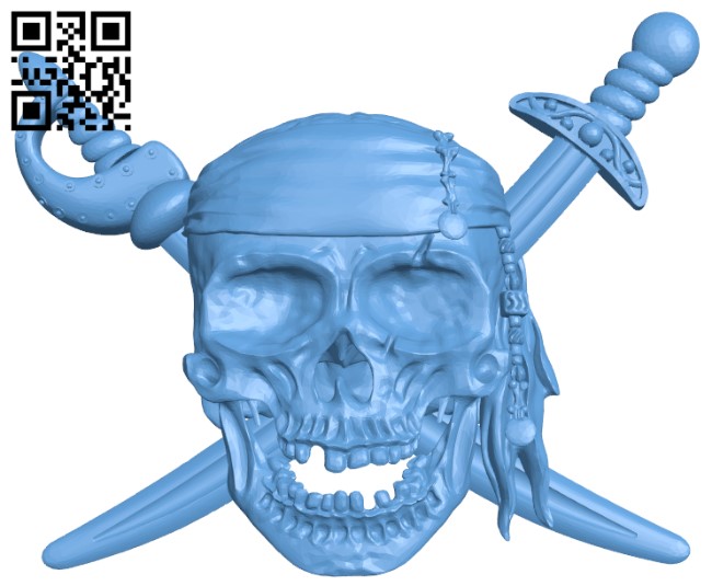 Pirate skull T0001784 download free stl files 3d model for CNC wood carving