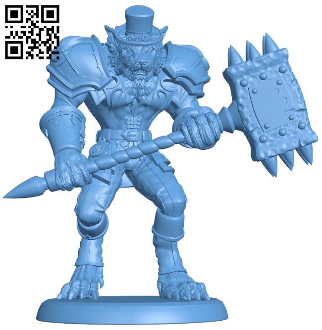 Werewolf gentleman with a mace H009628 file stl free download 3D Model for CNC and 3d printer