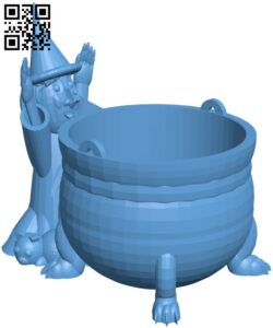 Witch planter H009634 file stl free download 3D Model for CNC and 3d printer