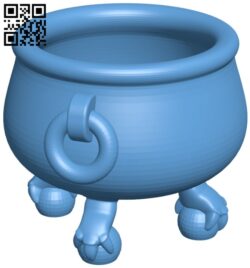 Cauldron with claw feet H009722 file stl free download 3D Model for CNC and 3d printer