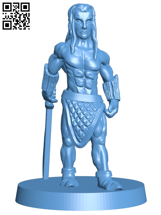Elf barbarian warrior H009930 download free stl files 3d model for CNC wood carving