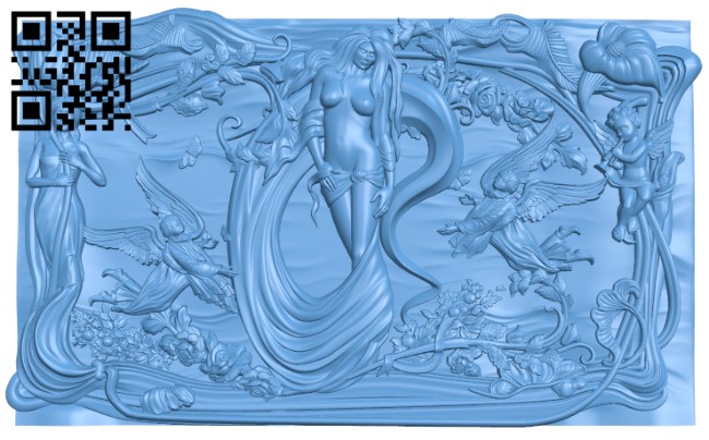 Painting of the fairy with angels T0002280 download free stl files 3d model for CNC wood carving
