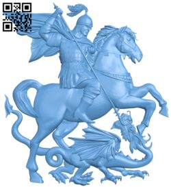 The picture of a warrior fighting a dragon T0002290 download free stl files 3d model for CNC wood carving