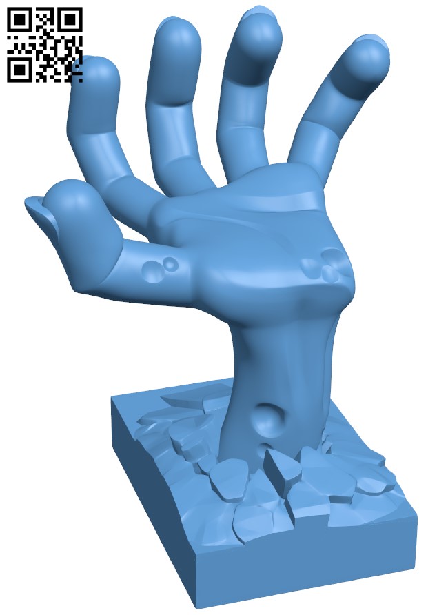 Zombie - Hand holder H009773 file stl free download 3D Model for CNC and 3d printer
